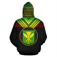 Hawaii Kanaka Maoli All Over Custom Zip up Hoodie Reggae Color - Polynesian Pride