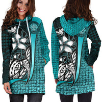 Federated States of Micronesia Women's Hoodie Dress Turquoise - Turtle With Hook - Polynesian Pride