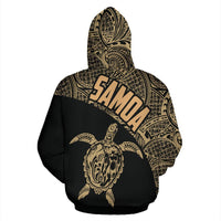 Samoa Zip up Hoodie Samoa Turtle Mermaid Polynesian Tattoo Gold - Polynesian Pride