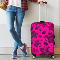 Polynesian Turtle Palm And Sea Pebbles Pink Luggage Covers Pink - Polynesian Pride