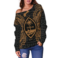 Guam Polynesian Shoulder Sweater Map Gold - Polynesian Pride