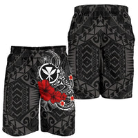 Polynesian Hawaii Kanaka Maoli Men's Shorts - Humpback Whale with Hibiscus (White) - Polynesian Pride