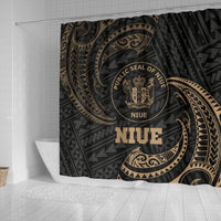 Niue Polynesian Shower Curtain - Gold Tribal Wave - Polynesian Pride