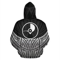 Yap Polynesian Zip up Hoodie Black Pride Map and Seal - Polynesian Pride