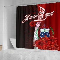 Samoa Polynesian Custom Personalised Shower Curtain - Coat Of Arm With Hibiscus - Polynesian Pride