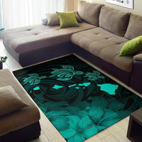 Hawaii Turtle Hibiscus Map Polynesian Area Rug AH - Polynesian Pride