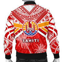 Tahiti Rugby Men Bomber Jacket Polynesian Coat Of Arms and Flag - Polynesian Pride