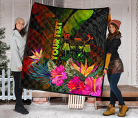 Fiji Polynesian Personalised Premium Quilt - Hibiscus and Banana Leaves - Polynesian Pride