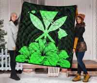 Hawaiian Kanaka Premium Quilt Hibiscus Polynesian Love Green - Polynesian Pride