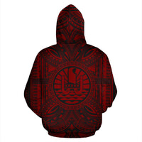 Tahiti ll Over Hoodie Tahiti Coat of rms Polynesian Red Black - Polynesian Pride