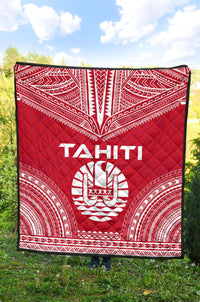 Tahiti Premium Quilt - Tahiti Flag Polynesian Chief Red Version - Polynesian Pride
