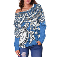 Kosrae Polynesian Off Shoulder Sweater (Women) - Polynesian Turtle - Polynesian Pride