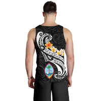 Guam Personalised Men's Tank Top - Guam Seal Polynesian Patterns Plumeria (Black) - Polynesian Pride