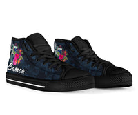 Samoa Polynesian High Top Shoes - Tropical Flowers - Polynesian Pride