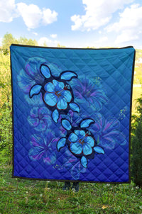 Turtle Hibiscus Ocean Premium Quilt - Polynesian Pride