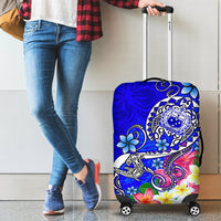 Samoa Luggage Covers - Turtle Plumeria (Blue) - Polynesian Pride