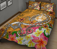 Tonga Quilt Bed Set - Turtle Plumeria (Gold) - Polynesian Pride
