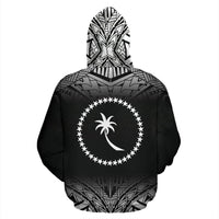 Chuukese All Over Hoodie Black Fog Style - Polynesian Pride