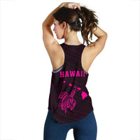 Hawaii Kakau Polynesian Turtle Map Women's Racerback Tank - Pink - Polynesian Pride