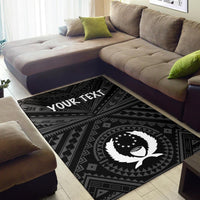 Pohnpei Personalised Area Rug - Pohnpei Seal With Polynesian Tattoo Style ( Black) - Polynesian Pride