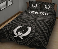 Pohnpei Personalised Quilt Bed Set - Pohnpei Seal With Polynesian Tattoo Style ( Black) - Polynesian Pride