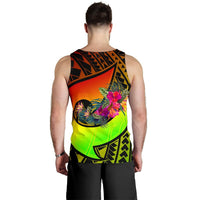 American Samoa Men's Tank Top - Polynesian Hook And Hibiscus (Reggae) - Polynesian Pride
