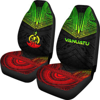 Vanuatu Car Seat Cover - Vanuatu Coat Of Arms Polynesian Chief Tattoo Reggae Version - Polynesian Pride