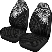 Cook Islands Car Seat Covers - Cook Islands Flag White Turtle - Polynesian Pride