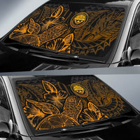 Federated States Of Micronesia Auto Sun Shades Turtle Hibiscus Gold Auto Sun Shade Universal Fit Gold - Polynesian Pride