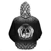 Nauru All Over Custom Zip up Hoodie Black Fog Style - Polynesian Pride