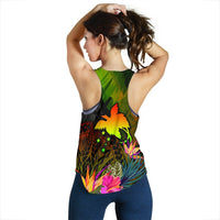 Papua New Guinea Polynesian Women's Racerback Tank - Hibiscus and Banana Leaves - Polynesian Pride