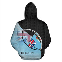 Fiji Rugby Zip up Hoodie Fiji Flag Coat of Arms Style Special K6 - Polynesian Pride