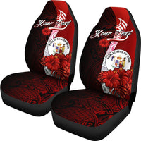 Niue Polynesian Custom Personalised Car Seat Covers - Coat Of Arm With Hibiscus - Polynesian Pride