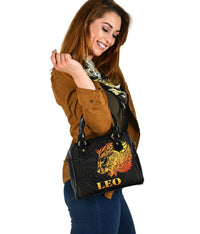 Sun In Leo Zodiac Shoulder Handbag Polynesian Tattoo Simple - Orange Black - Polynesian Pride