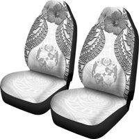 Tonga Polynesian Car Seat Covers Pride Seal And Hibiscus White - Polynesian Pride