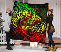 Tahiti Premium Quilt - Reggae Shark Polynesian Tattoo - Polynesian Pride