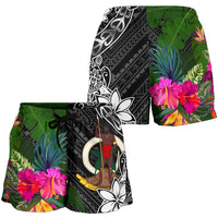 Vanuatu Women Shorts - Turtle Plumeria Banana Leaf - Polynesian Pride