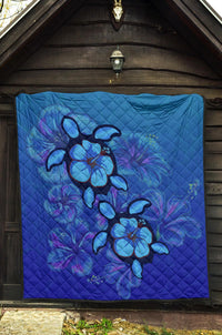 Turtle Hibiscus Ocean Premium Quilt - Polynesian Pride