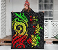 Fiji Polynesian Premium Quilt - Reggae Tentacle Turtle Crest - Polynesian Pride