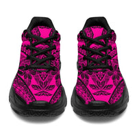 Polynesian Plumeria Mix Pink Black Chunky Sneakers - Polynesian Pride