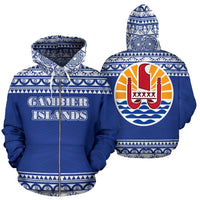 Gambier All Over Zip up Hoodie Polynesian Hoodie Style Unisex White - Polynesian Pride