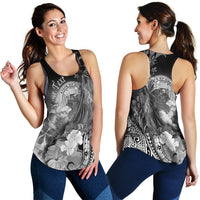 Polynesian Hawaii Custom Personalised Women's Racerback Tank - Humpback Whale with Tropical Flowers (White) - Polynesian Pride