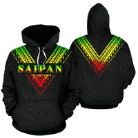 Saipan All Over Hoodie Reggae Color Sailor Style Unisex Black - Polynesian Pride