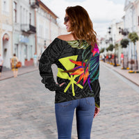 Hawaii Shoulder Sweater - Hibiscus Polynesian Pattern - Polynesian Pride