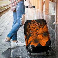 Hawaii Hibiscus Luggage Cover - Turtle Map - Orange - Polynesian Pride