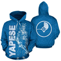 Yap Hoodie Micronesia Yapese Warrior Flag Color Unisex Blue - Polynesian Pride