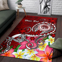 FSM Custom Personalised Area Rug - Turtle Plumeria (RED) - Polynesian Pride