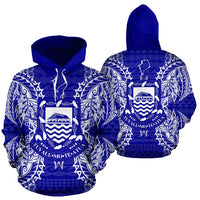 Tuvalu Polynesian ll Over Hoodie Map Blue Unisex Blue - Polynesian Pride