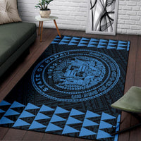 Kakau Seal Of Hawaii Polynesian - Pastel Blue Rug - Polynesian Pride