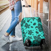 Polynesian Turtle Palm And Sea Pebbles Turquoise Luggage Covers - Polynesian Pride